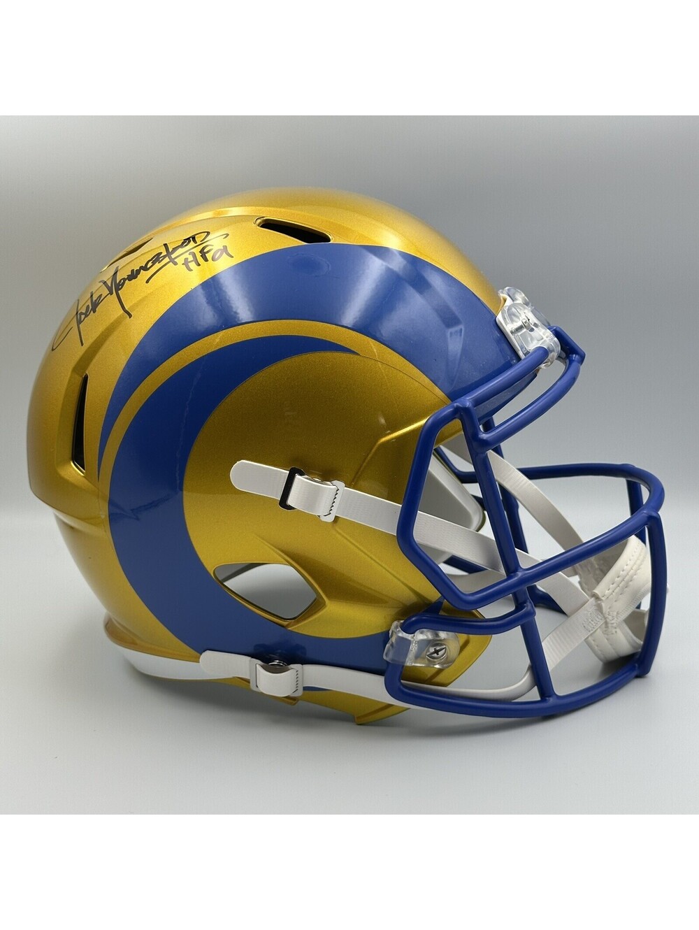 Jack Youngblood Signed LA Rams Flash Speed Helmet HOF '01 Schwartz COA NFL